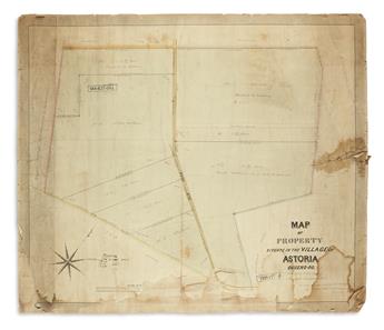 (NEW YORK CITY -- QUEENS.) 3 nineteenth-century manuscript survey maps.